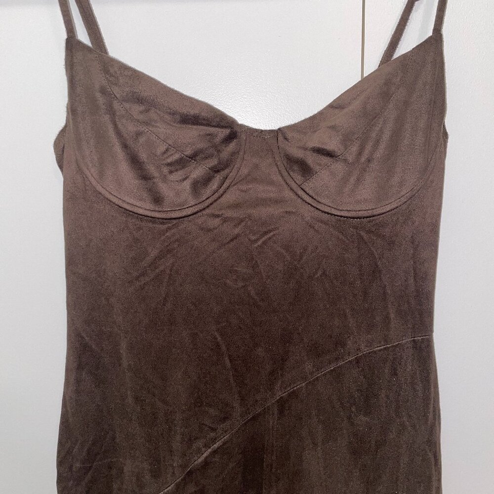 green olivaceous suede dress